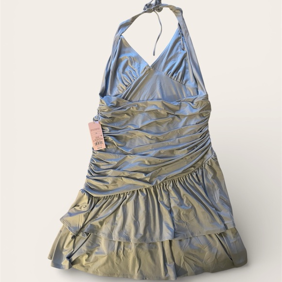 Wild Fable Light Blue Halter Ruffled Mini Dress - Picture 4 of 8